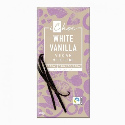 chocolate blanco vegano bio con vainilla bourbon 80g ichoc