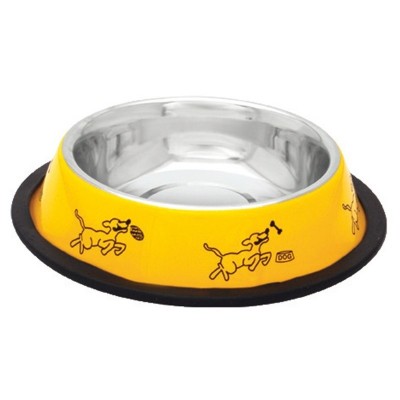 comedero inox antid 2 amarillo perros