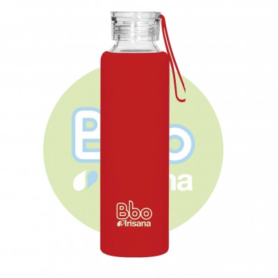 botella bbo roja borosilicato con silicona 550 ml irisana