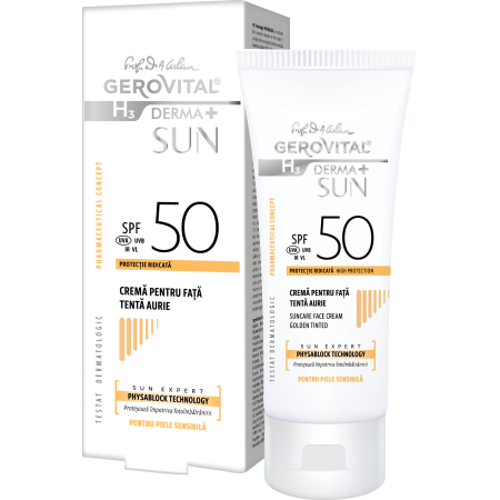 Gerovital H3 (Dra. Ana Aslan) Gerovital Crema Facial Solar SPF50 con color - Tono Dorado 50ml | Sanavitalf