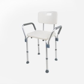 Banqueta de ducha en aluminio con respaldo y asas Sanitec