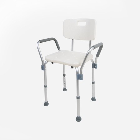Banqueta de ducha en aluminio con respaldo y asas Sanitec
