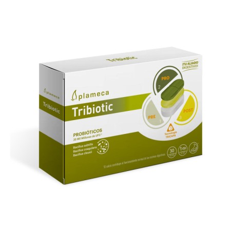 Tribiotic Postbiotico, Probiotico y Prebiotico 30 comp Plameca