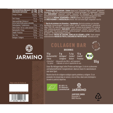 Barrita de Colageno Brownie BIO 12x55g Jarmino